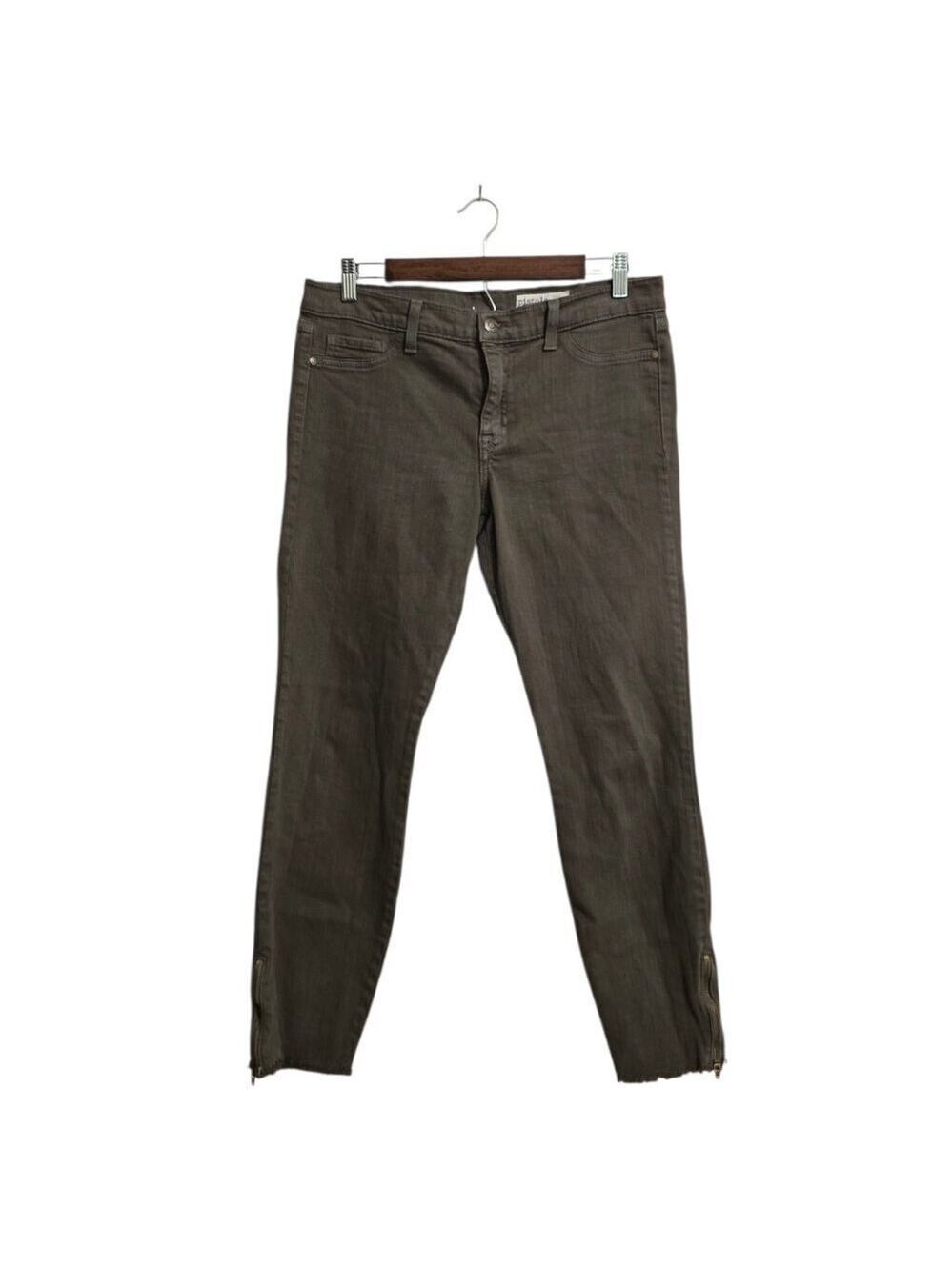 Pistola Mid-Rise Skinny Zippered Raw Hem Jeans In Olive Sz 30